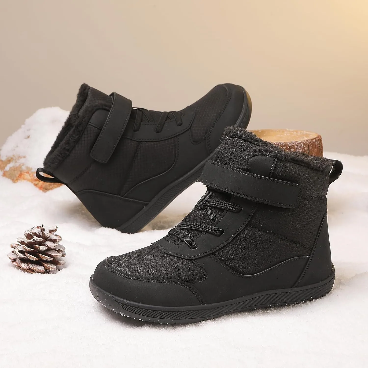 Kids Barefoot Snow Boots for Winter: Minimalist Zero Drop - Wide Toe Box Hiking Boots for Toddler/Boys/Girls