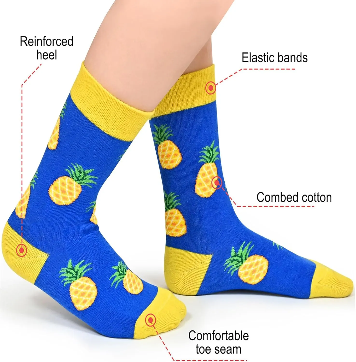 Kids Boys Girls Crew Socks 4-6 Pack   Gift Box, Novelty Funky Colorful Toddler Calf Socks for Teens
