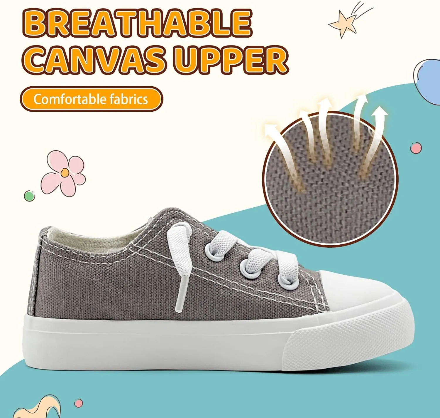 Kids Girls Boys Canvas Sneakers Slip on Walking Shoes Lightweight Tennis Running School Casual Classic Sneakers Little Big Kids