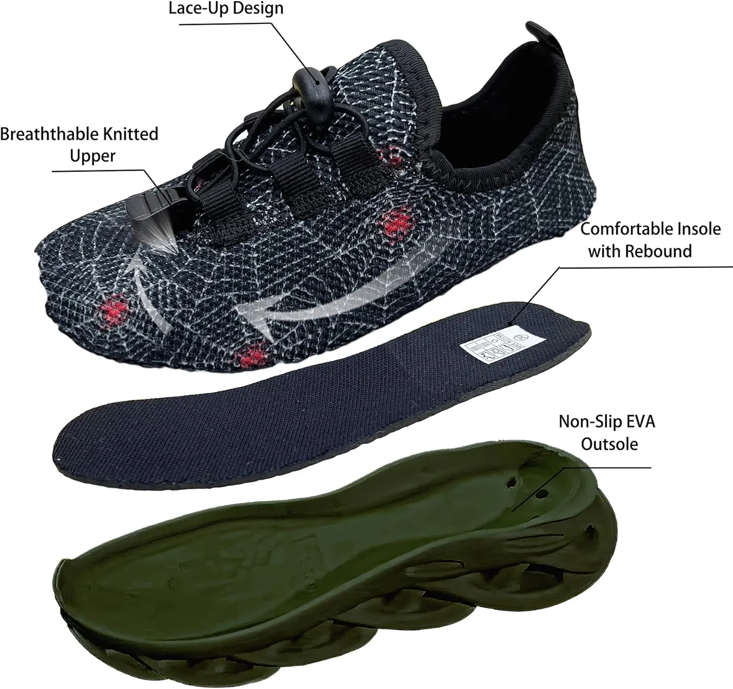 Kids Outdoor Running Shoes, Boys Non-Slip Mesh Lightweight Walking Sneakers, Girls Athletic Sports Tennis Shoes