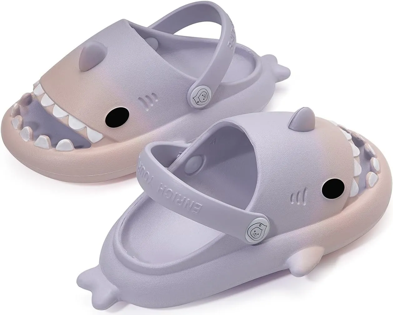 Kids Shark Slides Boys Girls Toddlers Cloud Shower Slippers Cute Cartoon Open Toe Sandals Cushioned Thick Sole Beach Pool Shoes