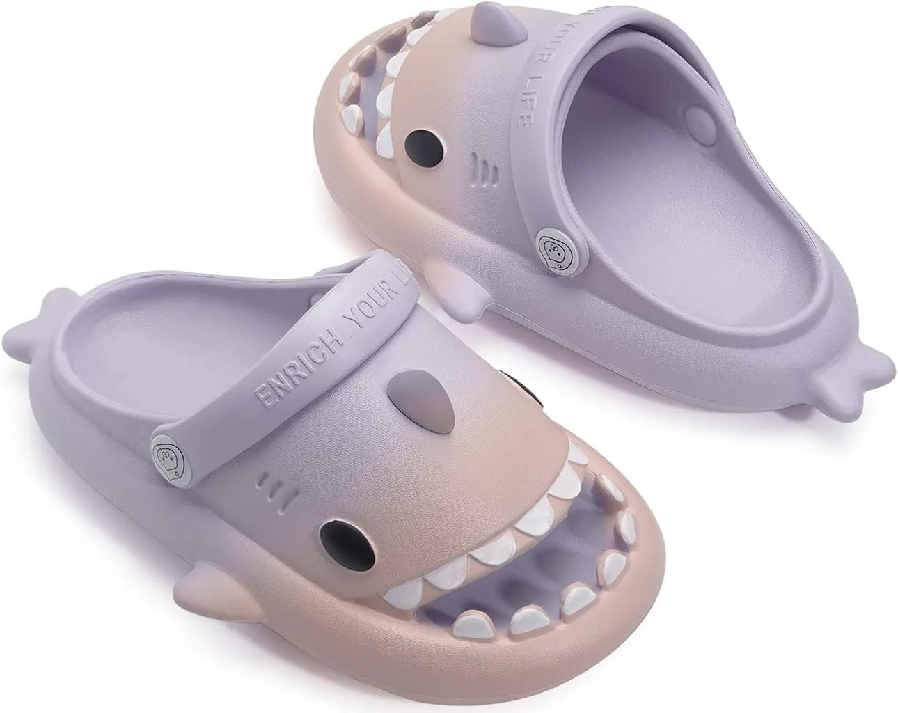 Kids Shark Slides Boys Girls Toddlers Cloud Shower Slippers Cute Cartoon Open Toe Sandals Cushioned Thick Sole Beach Pool Shoes