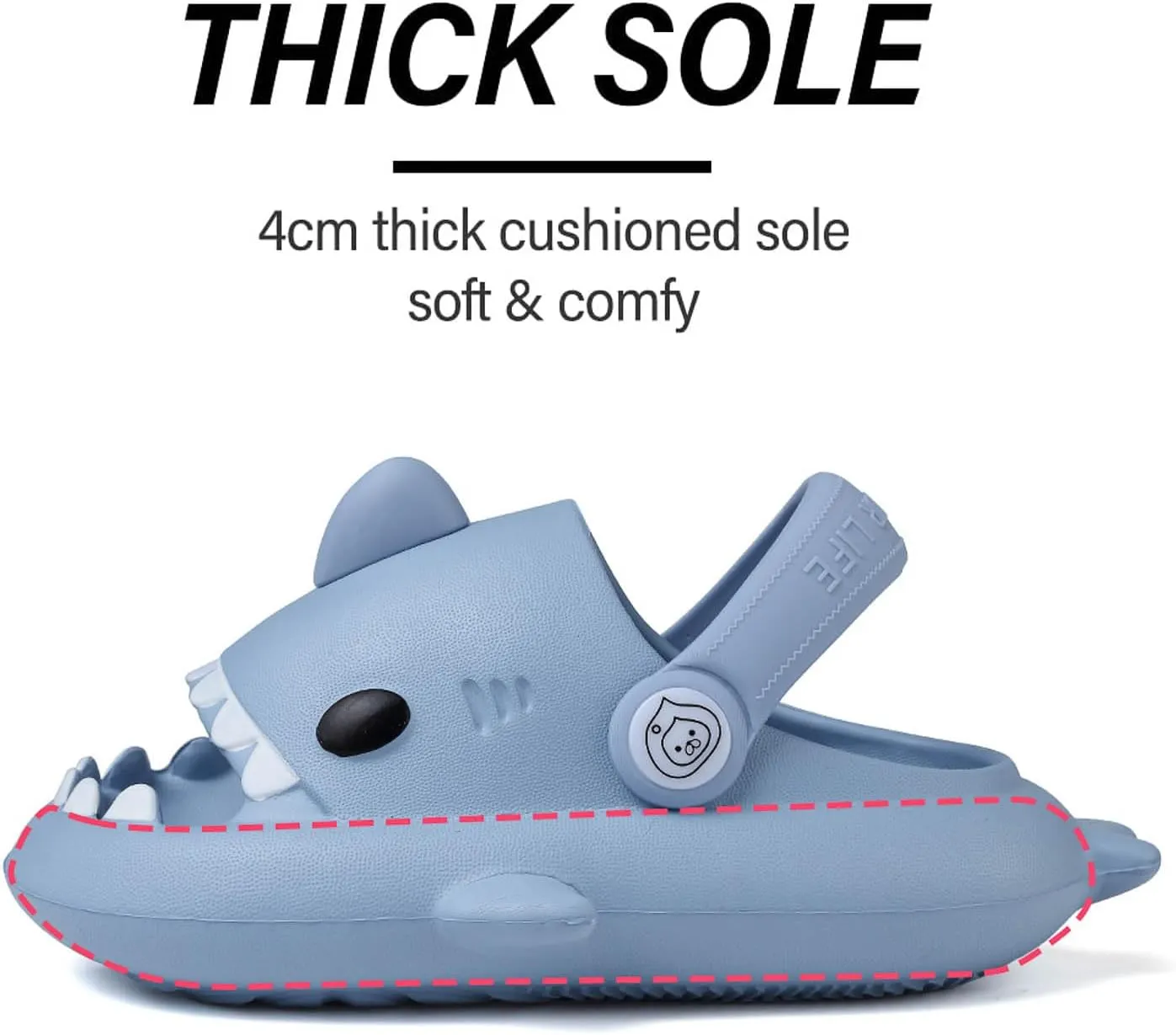 Kids Shark Slides, Shark Slippers for Kids Boys Girls, Cloud Pillow Slides with Thick Sole, Soft, Non-slip