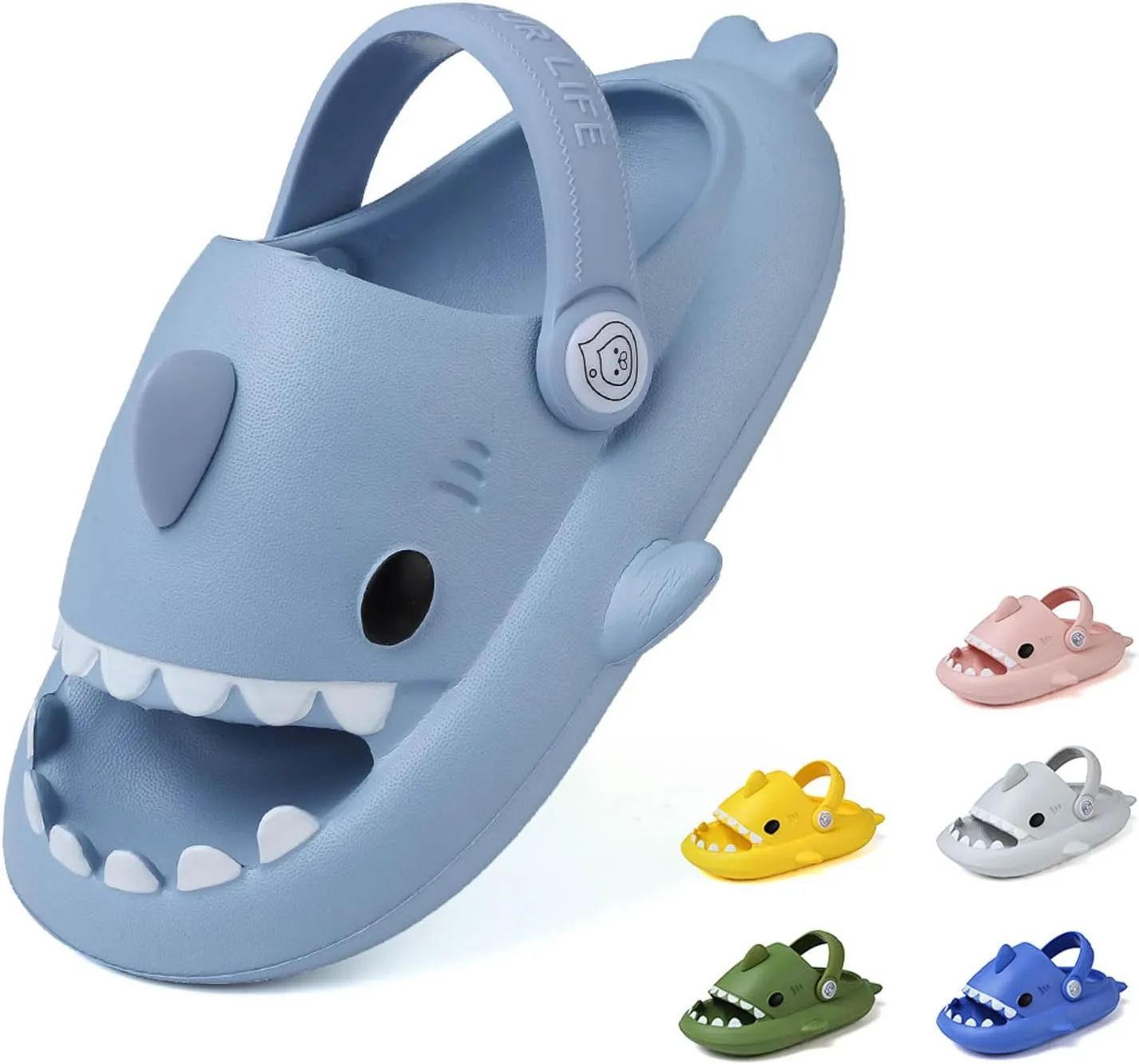Kids Shark Slides, Shark Slippers for Kids Boys Girls, Cloud Pillow Slides with Thick Sole, Soft, Non-slip