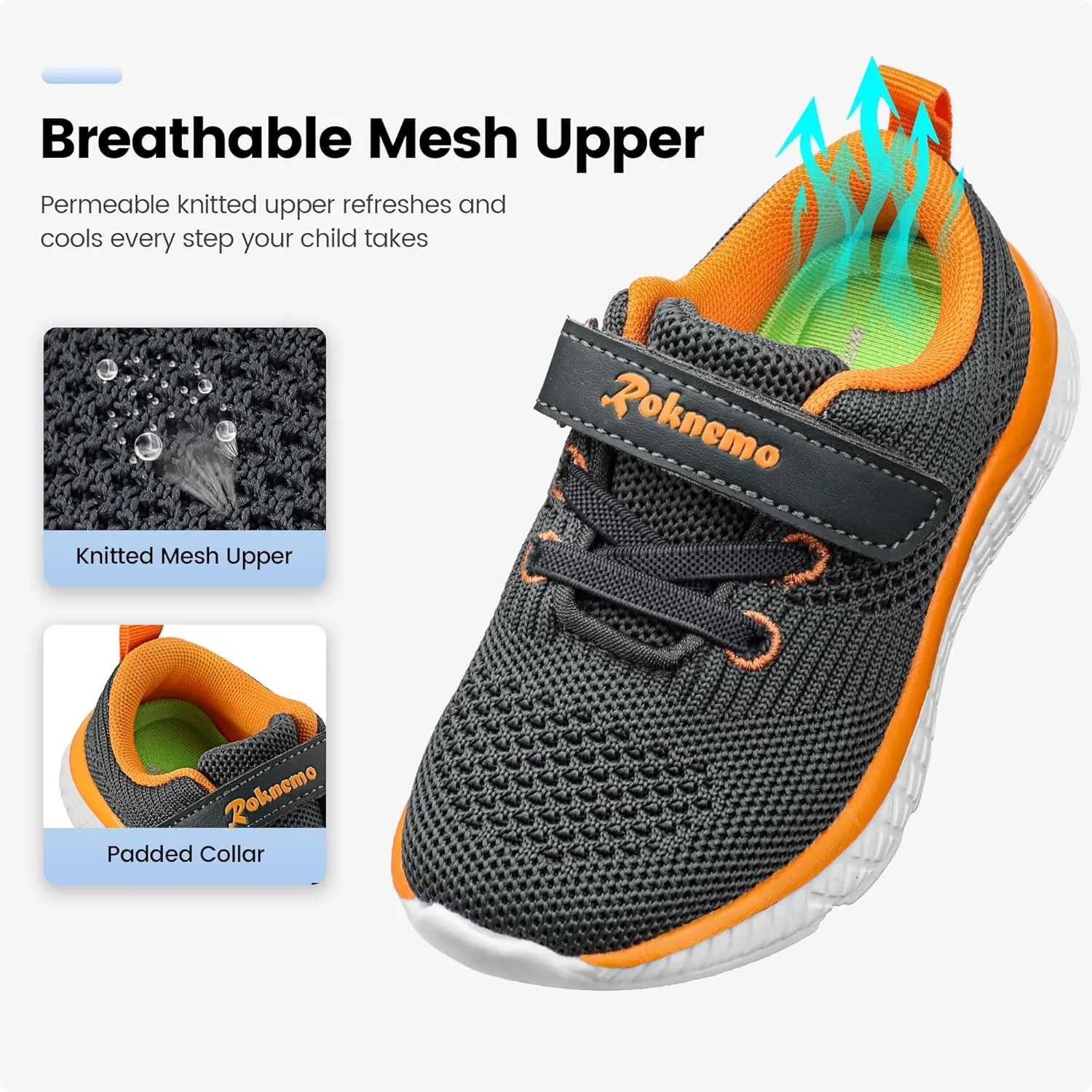 Kids Sneakers for Boys Girls Athletic Running Walking Shoes Lightweight Sports Tennis Shoes Adjustable Strap Sneaker for Little Kid Big Kid Gym School