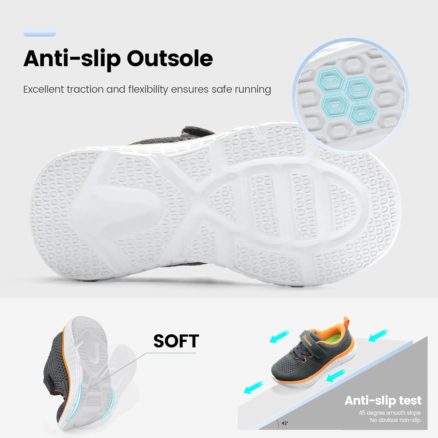 Kids Sneakers for Boys Girls Athletic Running Walking Shoes Lightweight Sports Tennis Shoes Adjustable Strap Sneaker for Little Kid Big Kid Gym School
