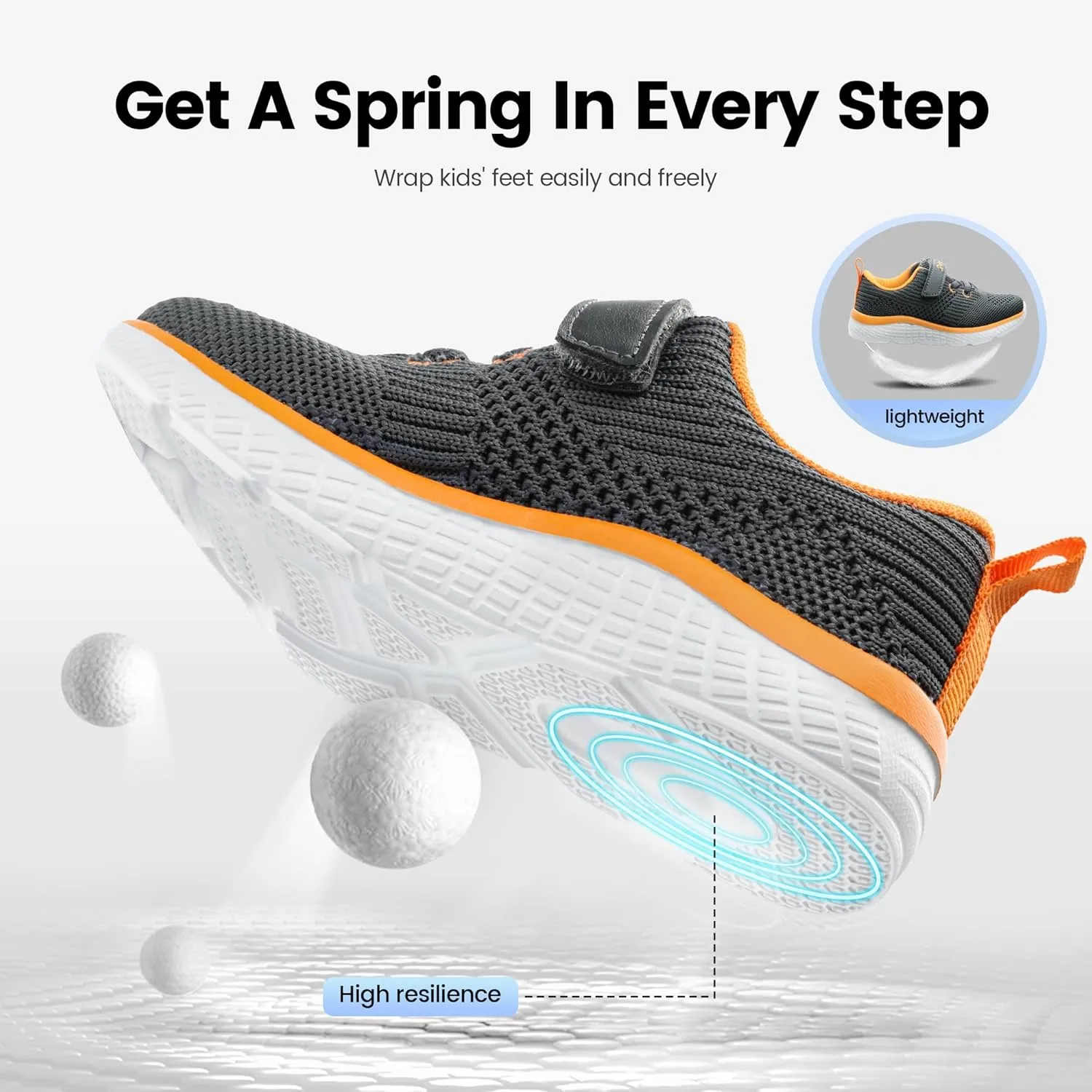 Kids Sneakers for Boys Girls Athletic Running Walking Shoes Lightweight Sports Tennis Shoes Adjustable Strap Sneaker for Little Kid Big Kid Gym School