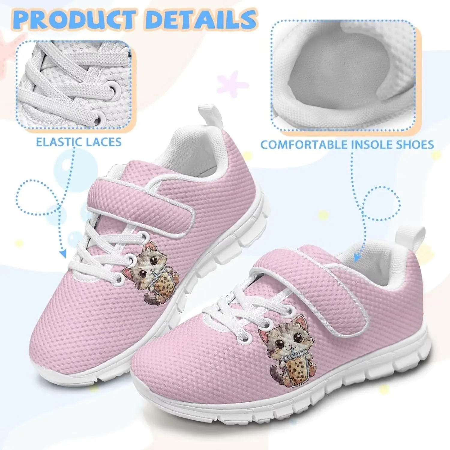 Kids Tennis Shoes Little Girls Sneakers School Shoes Cute Walking Shoes