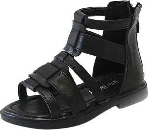 Kids/Children/Little Girls Sandals Open Toe Anti Slip Shoes High Top Outdoor Sandals Summer (Black, 12.5 Little Kid)
