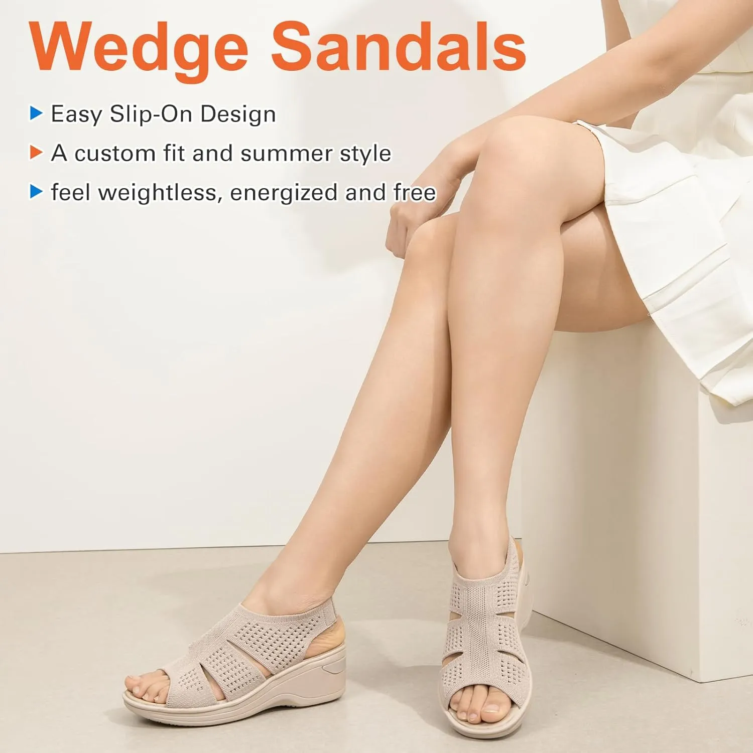 KOIMED Women's Comfortable Platform Walking Sandals With Memory Foam Open Toe Lightweight Breathable Soft Mesh Washable For Summer Travel Casual Beach Outdoor Sport