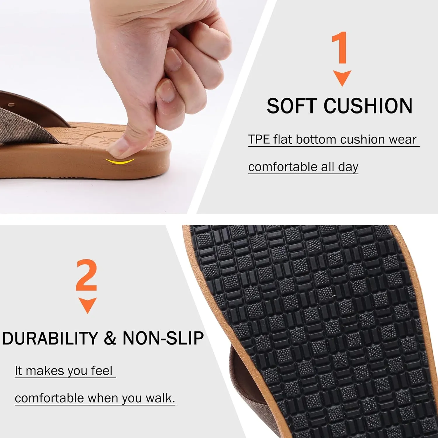KuaiLu Mens Flip Flops Arch Support Comfortable Summer Beach Thong Sandals Yoga Foam Cushion Slip on Slippers
