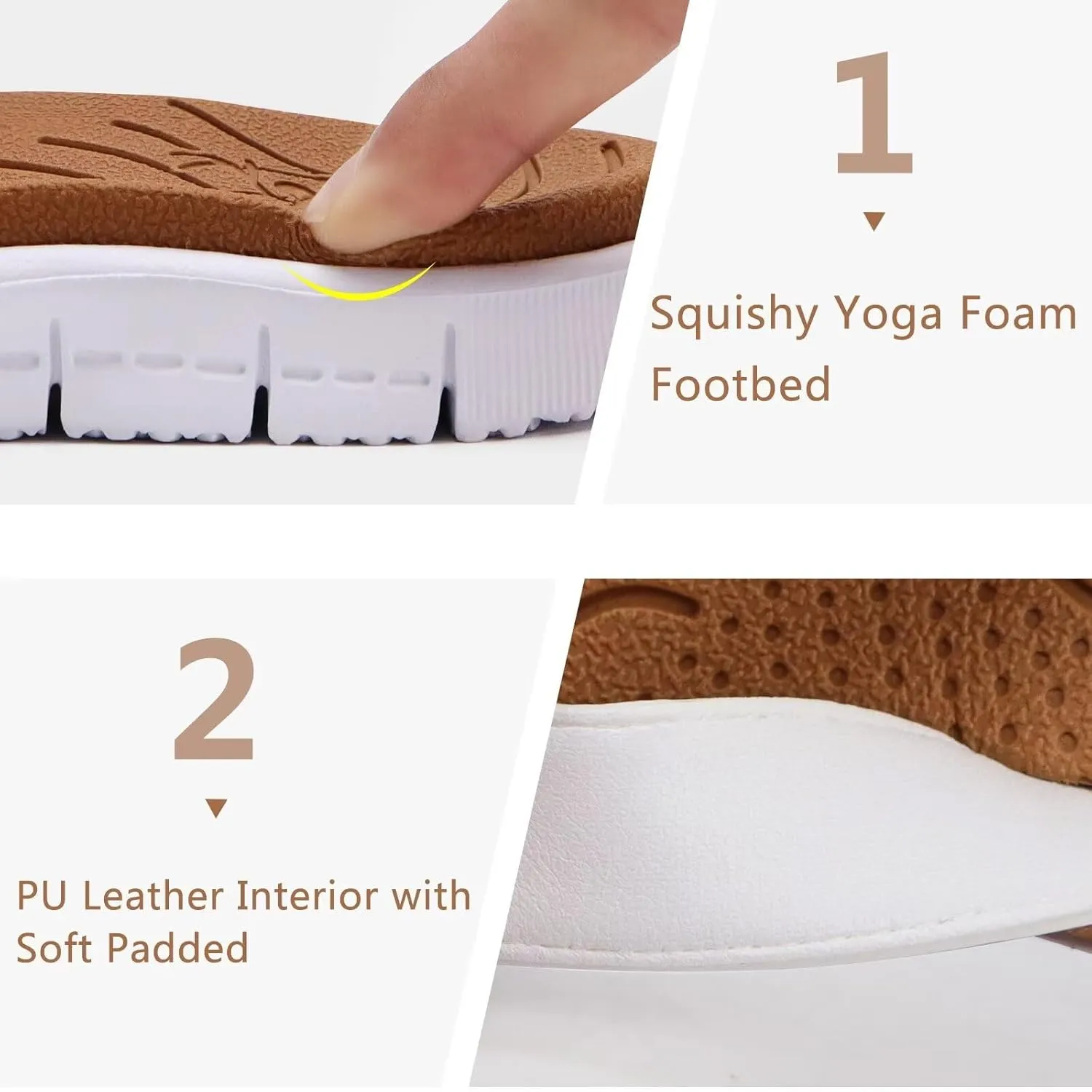 KuaiLu Womens Casual Flip Flops Yoga Mat Comfortable Cushion Arch Support Walking Thong Sandals Lightweight Non-Slip Summer Beach Slippers