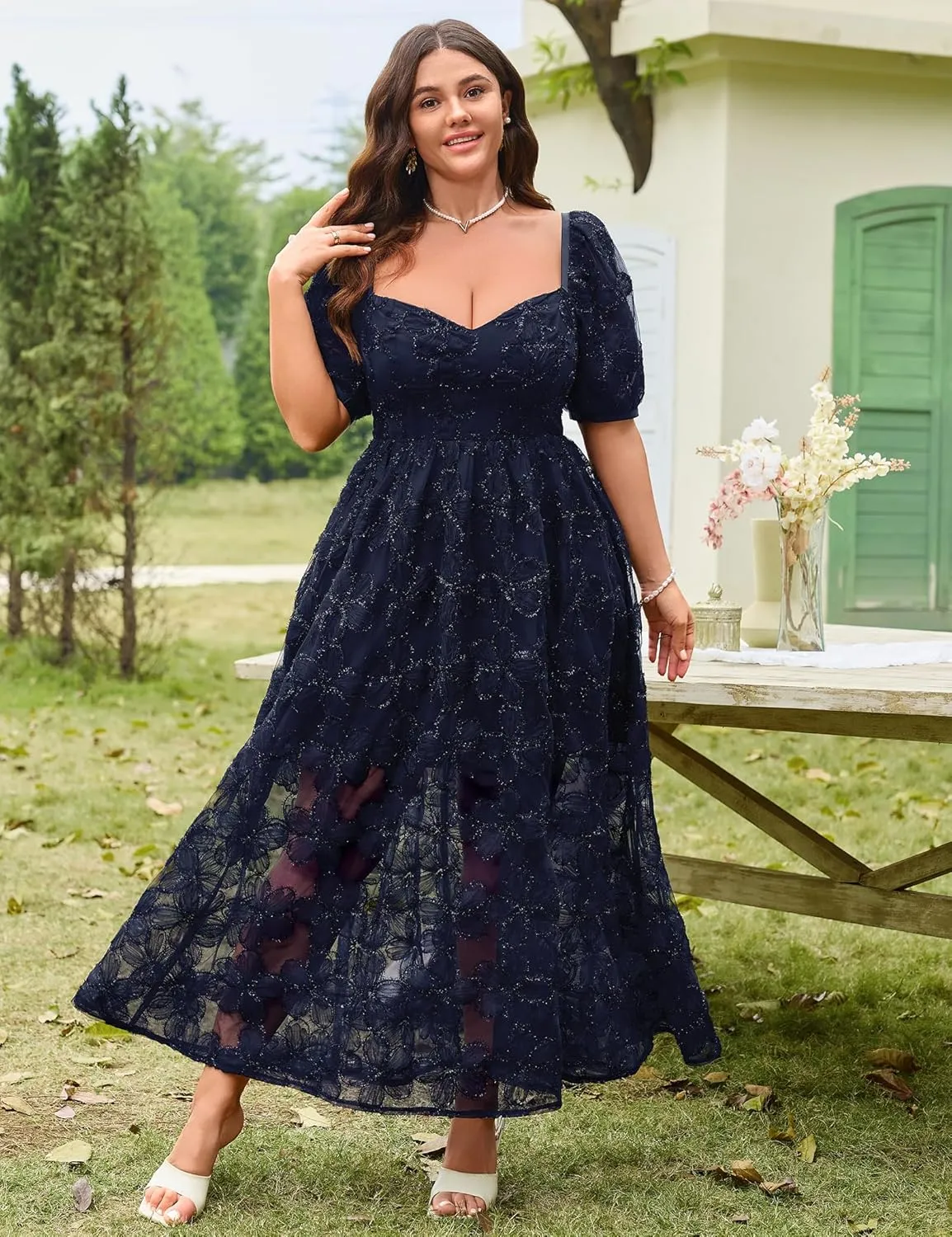 Lace Dresses for Women Wedding Guest Cocktail Semi Formal Party Evening Floral Dresses
