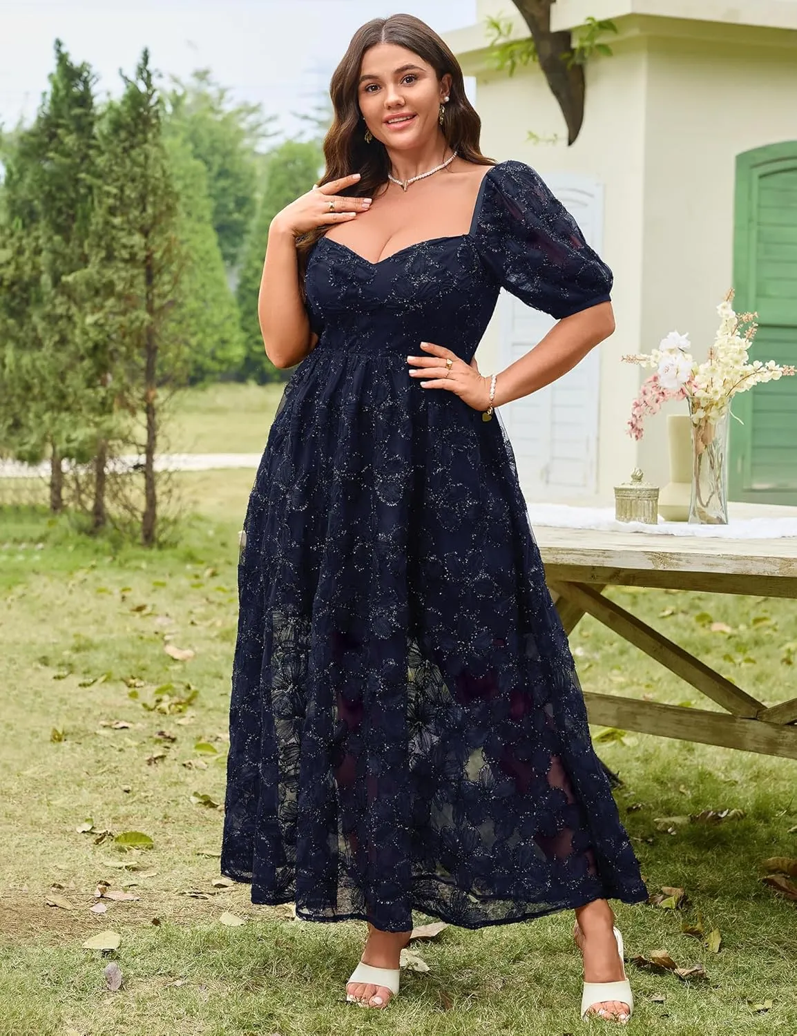 Lace Dresses for Women Wedding Guest Cocktail Semi Formal Party Evening Floral Dresses