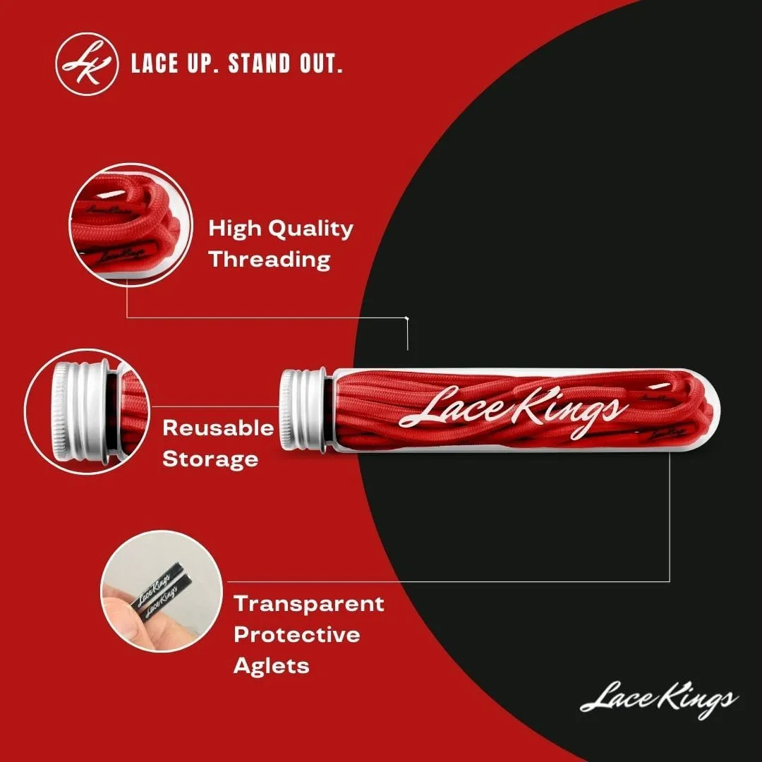 Lace Kings Round Rope Shoelaces - 2 Pack (Red) - 1.25" W x 6.25" L x 1.25" H