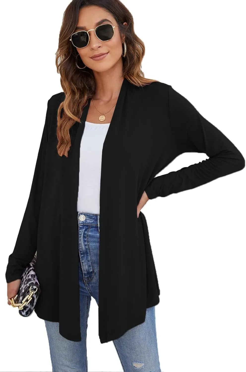 Ladlop Women's Lightweight Open Front Cardigans Long Sleeve Casual Soft Drape Fall Cardigan
