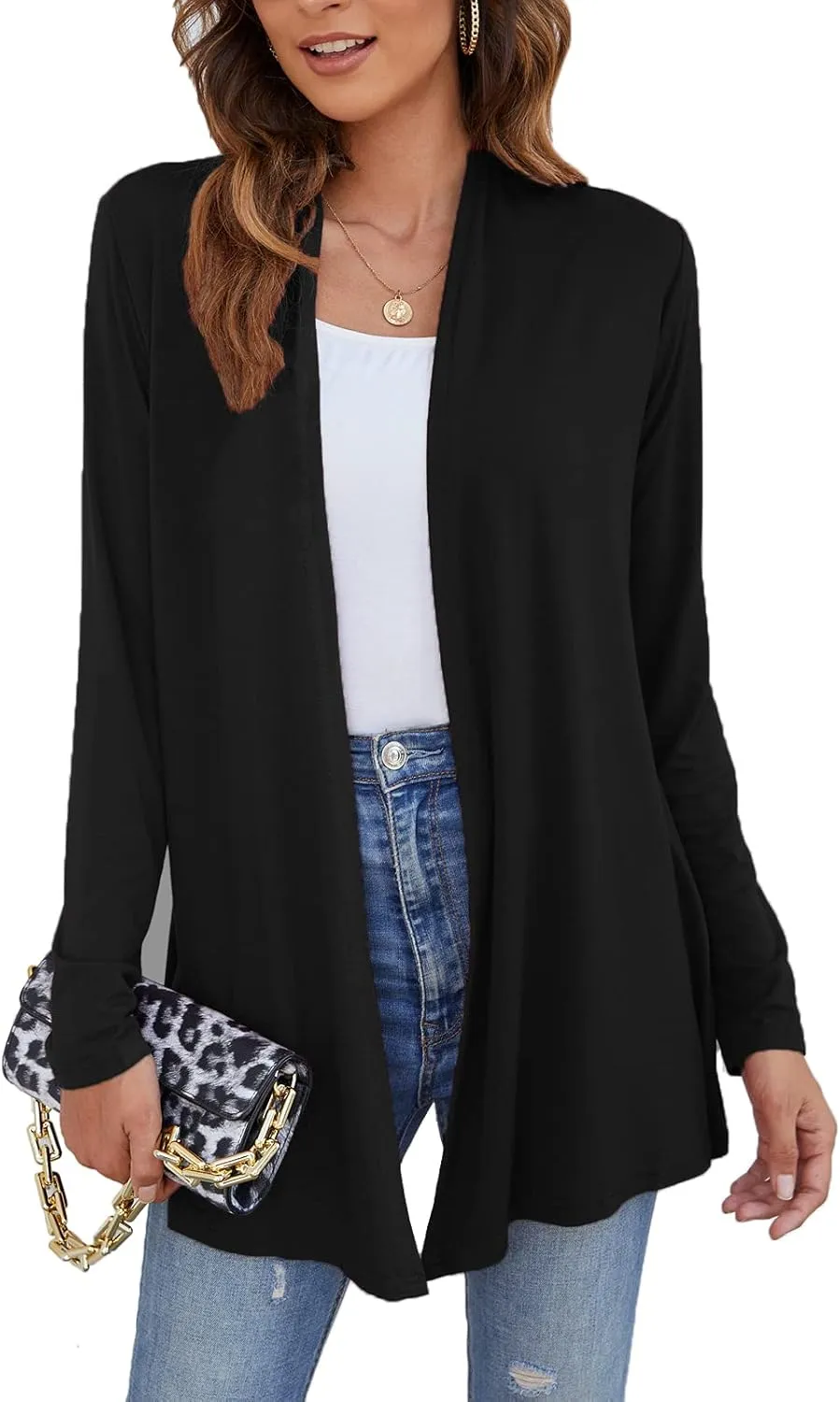 Ladlop Women's Lightweight Open Front Cardigans Long Sleeve Casual Soft Drape Fall Cardigan