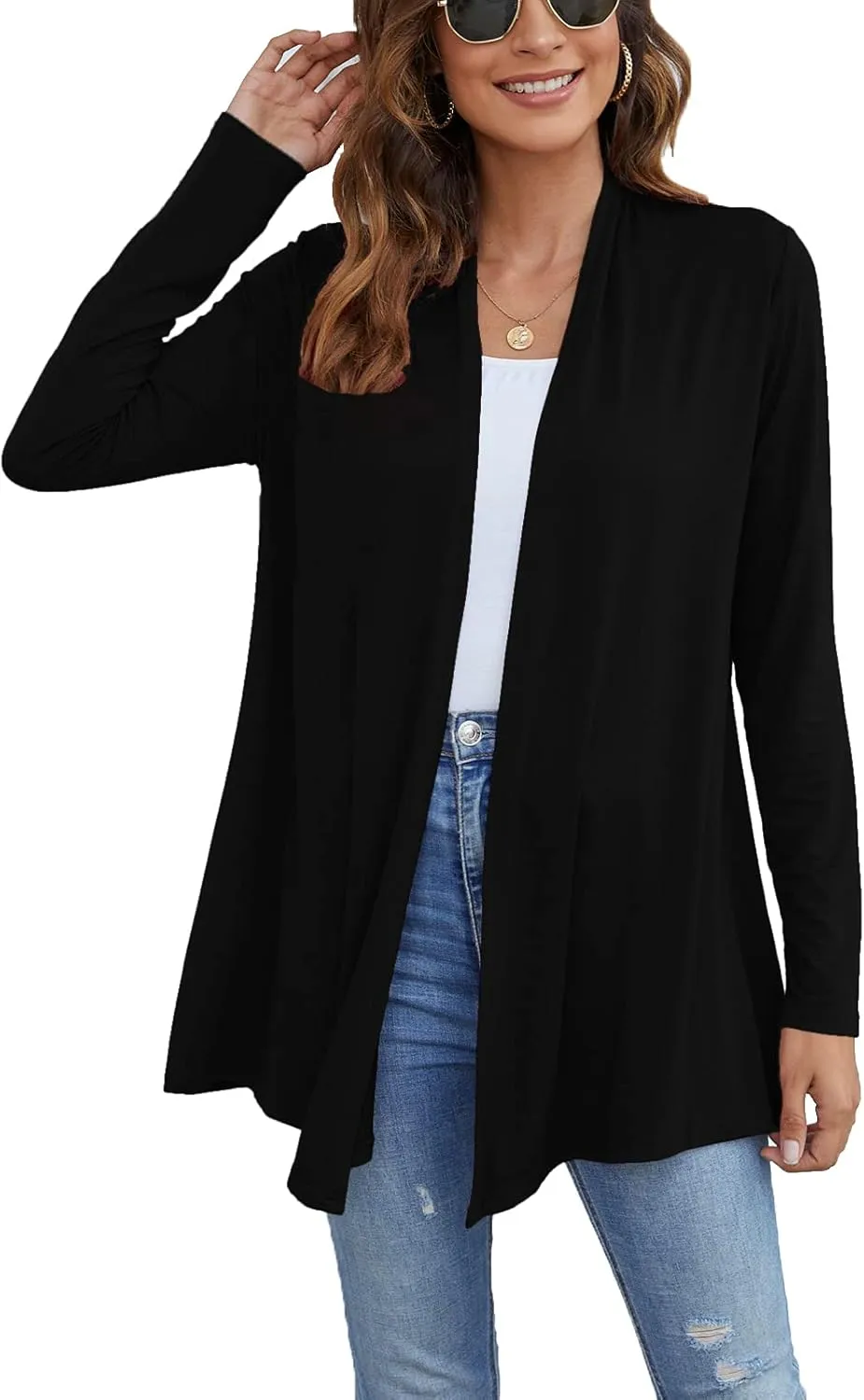 Ladlop Women's Lightweight Open Front Cardigans Long Sleeve Casual Soft Drape Fall Cardigan