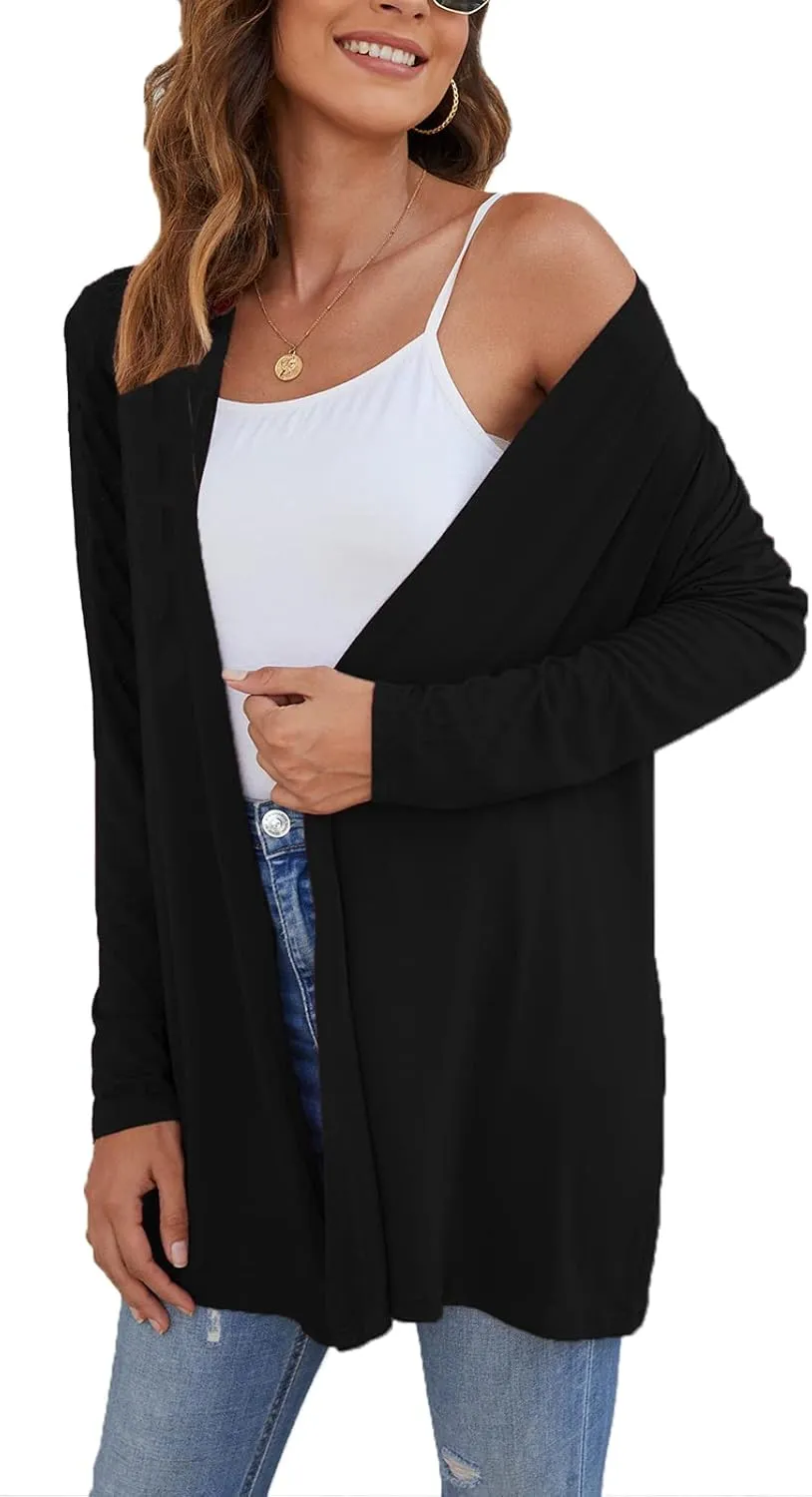 Ladlop Women's Lightweight Open Front Cardigans Long Sleeve Casual Soft Drape Fall Cardigan