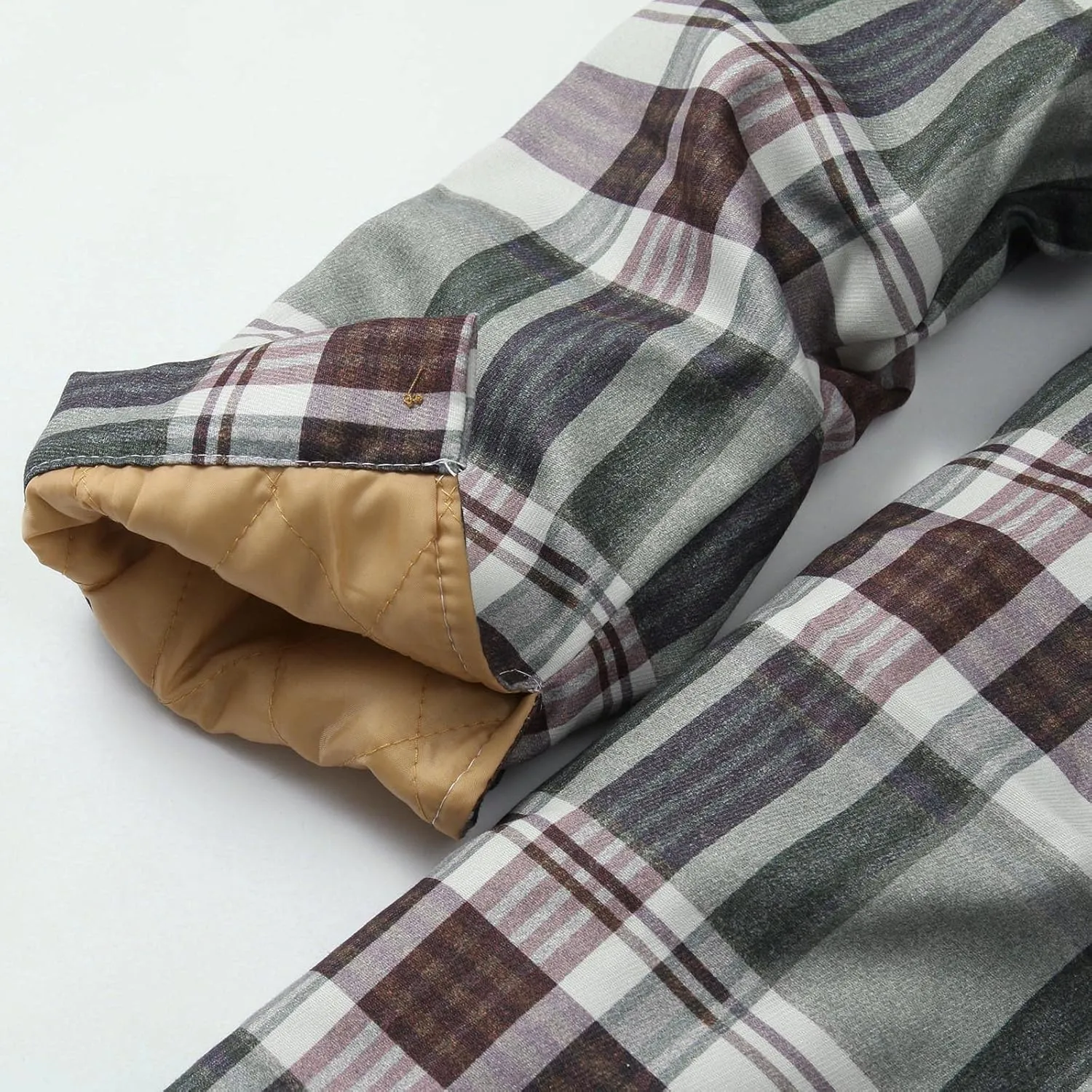 LCMTWX Men's Fleece Lined Flannel Shirt Jacket Hooded Zipper Pocket Long Sleeve Shirt Patchwork Jacket Loose Thickened