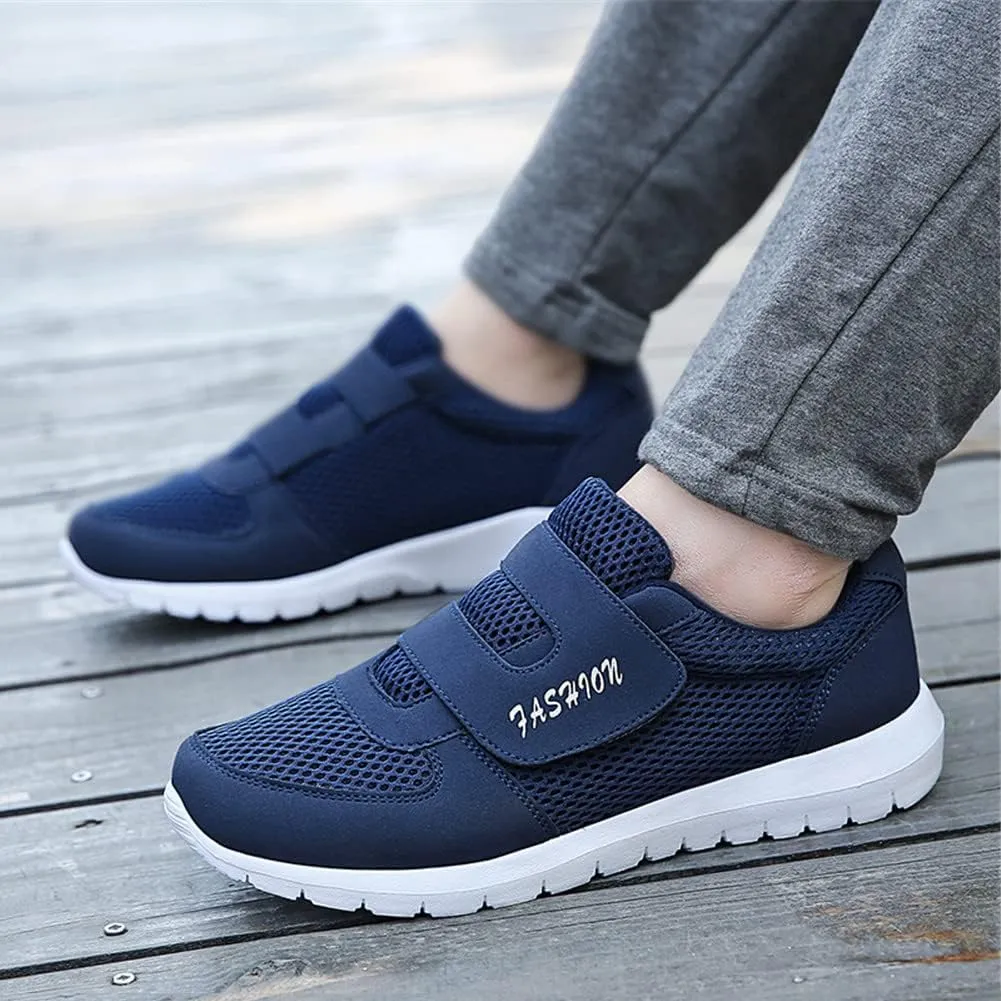 LEADER SHOW Men's Casual Comfort Walking Shoes Ultralight Flats Non-Slip Hook & Loop Fashion Sneakers
