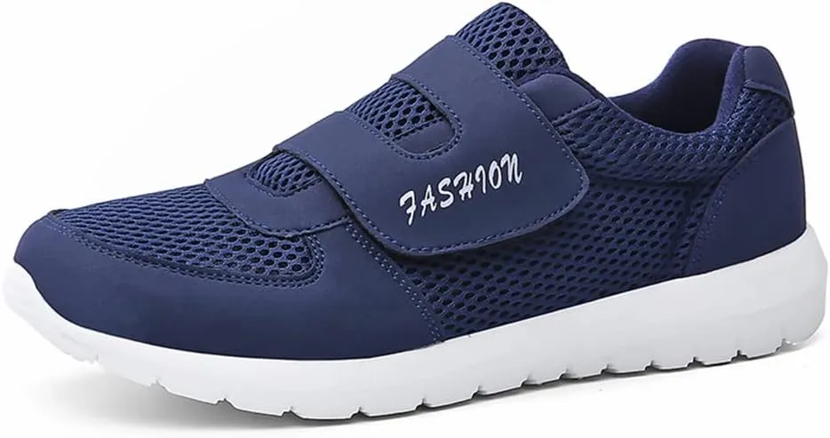 LEADER SHOW Men's Casual Comfort Walking Shoes Ultralight Flats Non-Slip Hook & Loop Fashion Sneakers