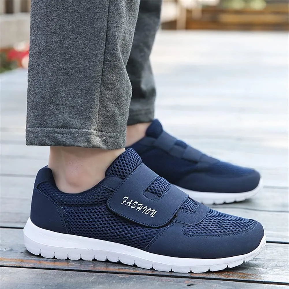 LEADER SHOW Men's Casual Comfort Walking Shoes Ultralight Flats Non-Slip Hook & Loop Fashion Sneakers