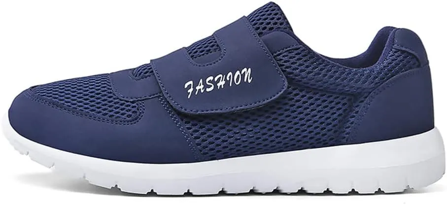 LEADER SHOW Men's Casual Comfort Walking Shoes Ultralight Flats Non-Slip Hook & Loop Fashion Sneakers
