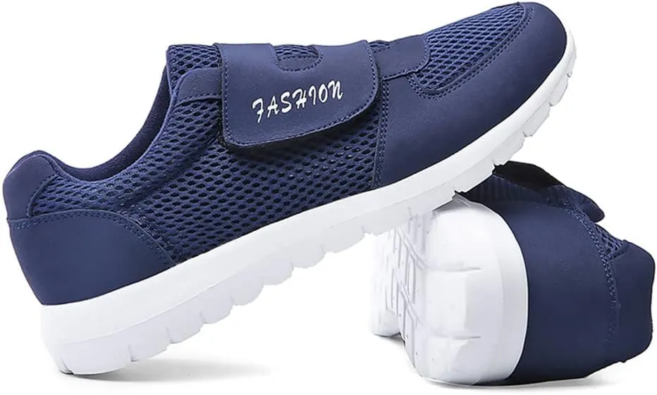 LEADER SHOW Men's Casual Comfort Walking Shoes Ultralight Flats Non-Slip Hook & Loop Fashion Sneakers