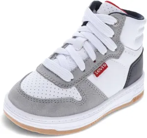 Levi's Toddler Drive Hi Synthetic Leather Casual Hightop Sneaker Shoe, White/Navy/Red, 10 M