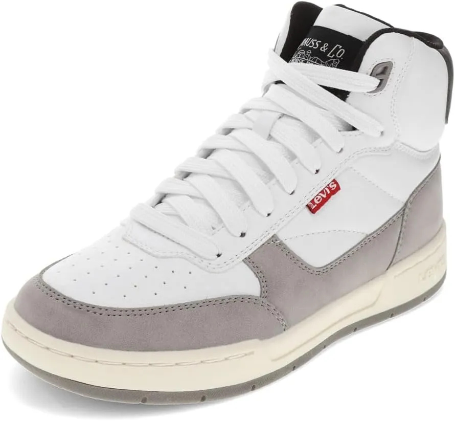 Levi's Womens Venice Synthetic Leather Casual High Top Sneaker Shoe, White/Cement/Black, 9 M