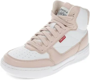 Levi's Womens Venice Synthetic Leather Casual High Top Sneaker Shoe, White/Parchment, 8 M