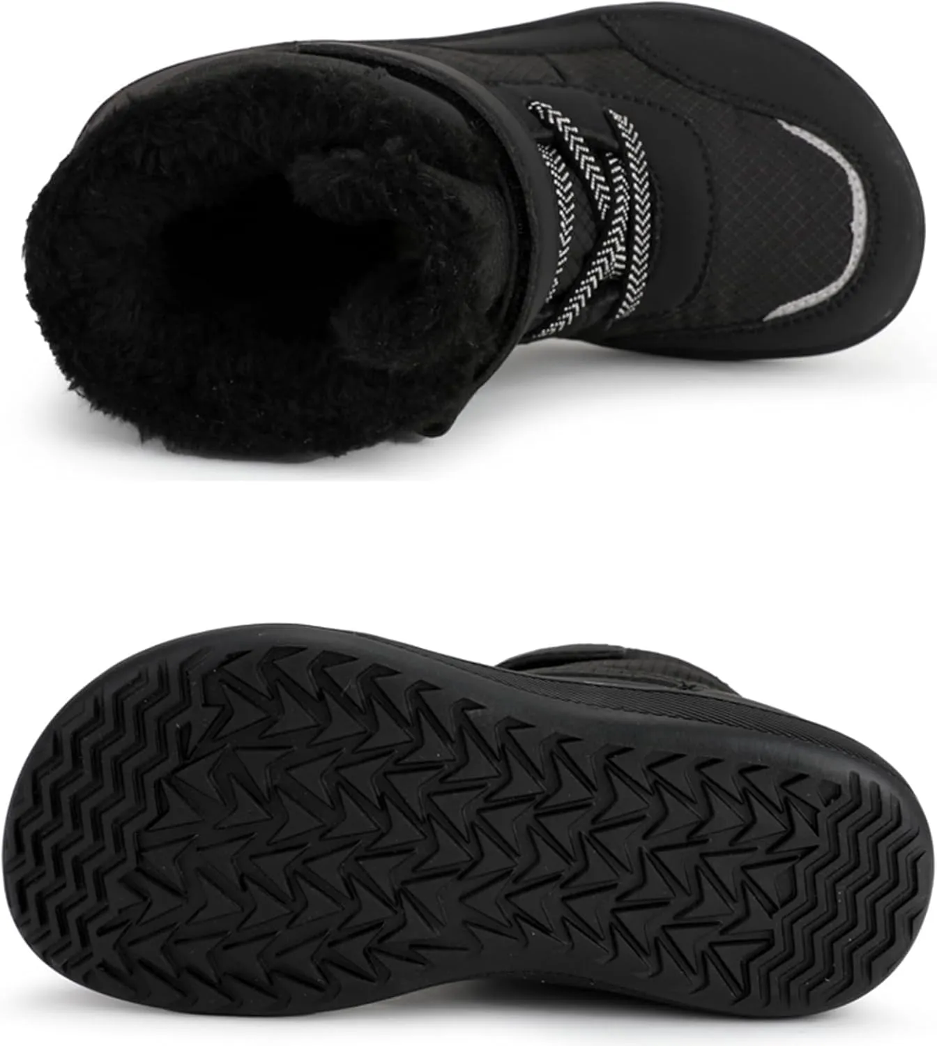 Little Kid Lined Plush Sport Shoes Boys Girls Wide Winter High Top Sneakers Faux F𝐮r Ankle Boots Warm Walking Shoes