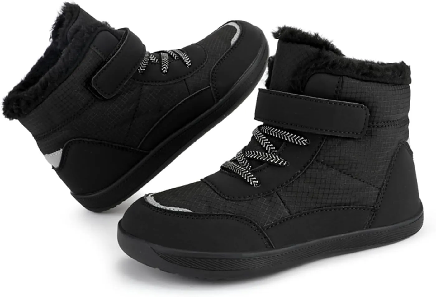 Little Kid Lined Plush Sport Shoes Boys Girls Wide Winter High Top Sneakers Faux F𝐮r Ankle Boots Warm Walking Shoes