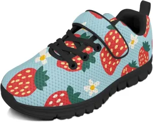 Little Kid Shoes for Boys & Girls Breathable Tennis Running Sneakers for Kids Strawberry Floral Pattern