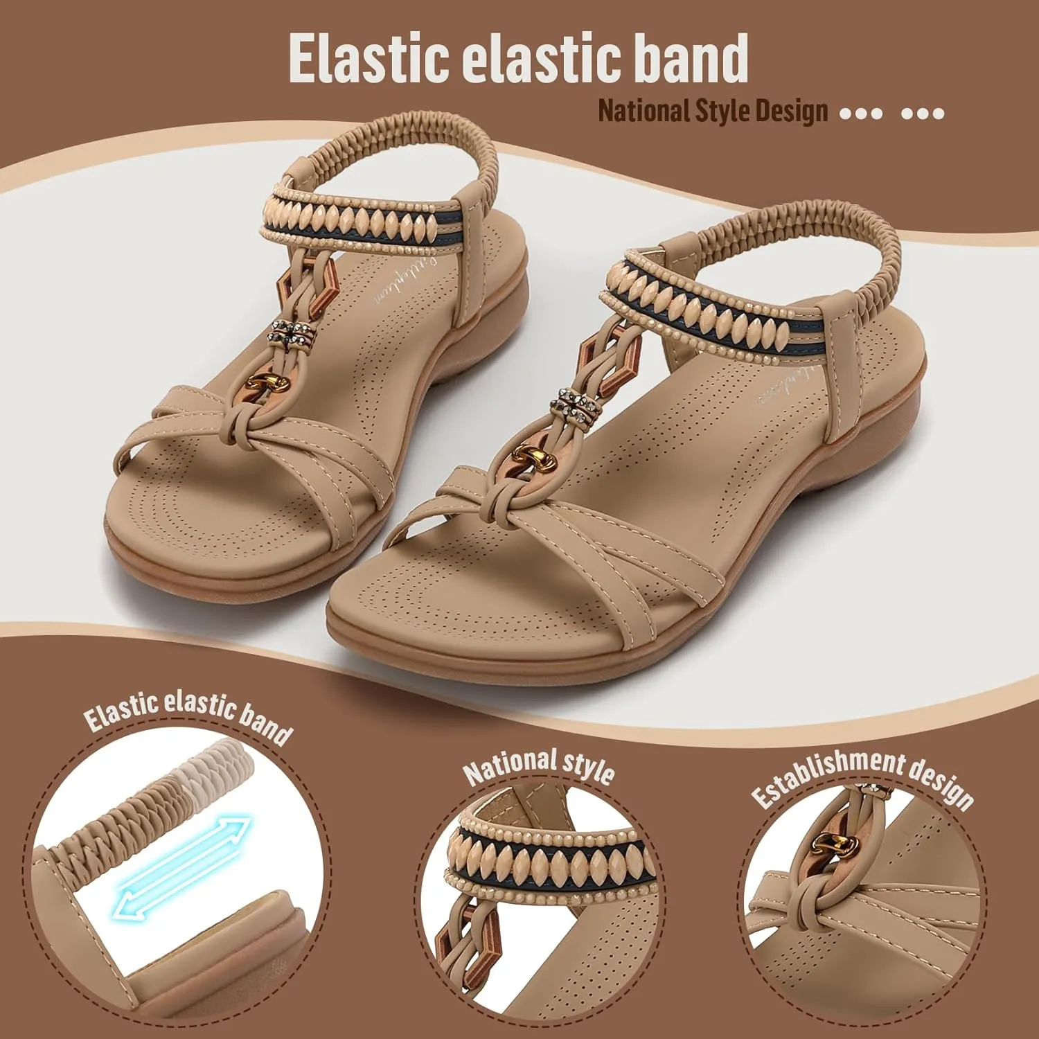 Littleplum Womens Sandals Comfort Arch Support Sandals Summer Walking Shoes Casual Ankle Elastic Flip Flops Shoes