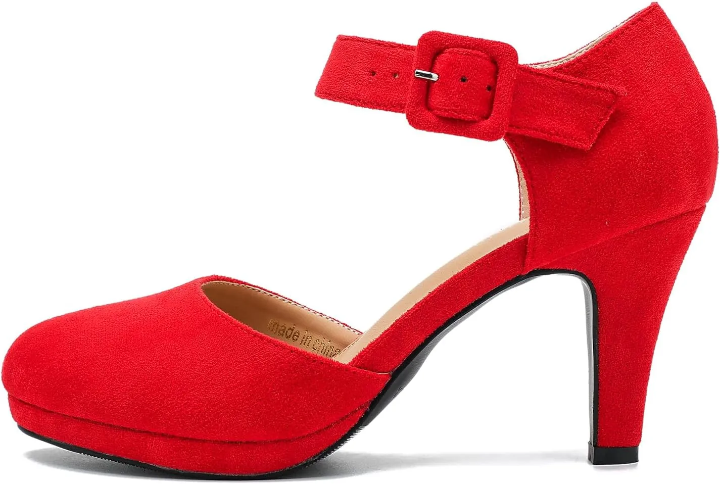 LIURUIJIA Womens Closed Toe High Heels Pumps D'Orsay Ankle Strap Comfortable Platform Heels Shoes Casual Dressy
