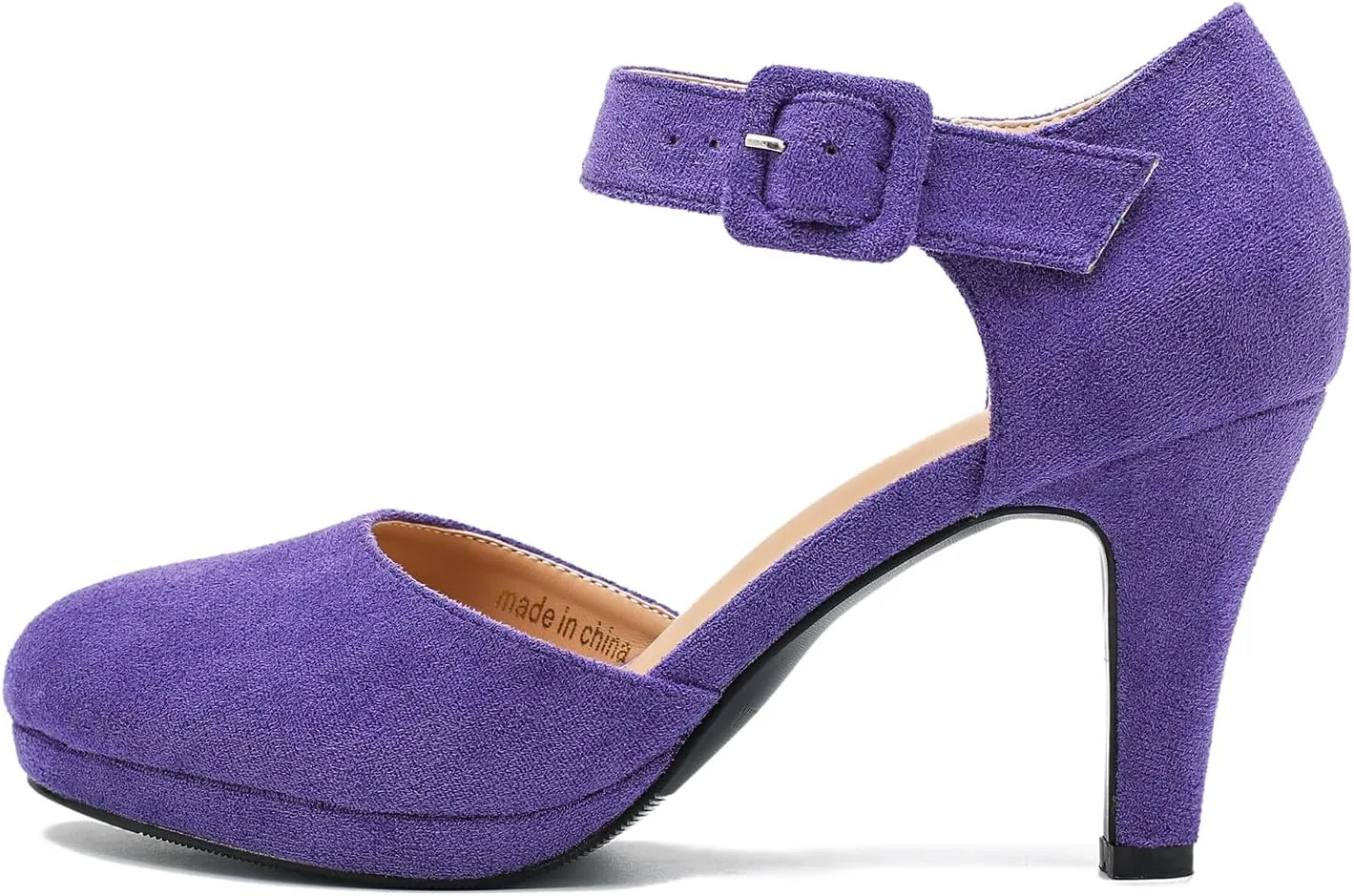LIURUIJIA Womens Closed Toe High Heels Pumps D'Orsay Ankle Strap Comfortable Platform Heels Shoes Casual Dressy