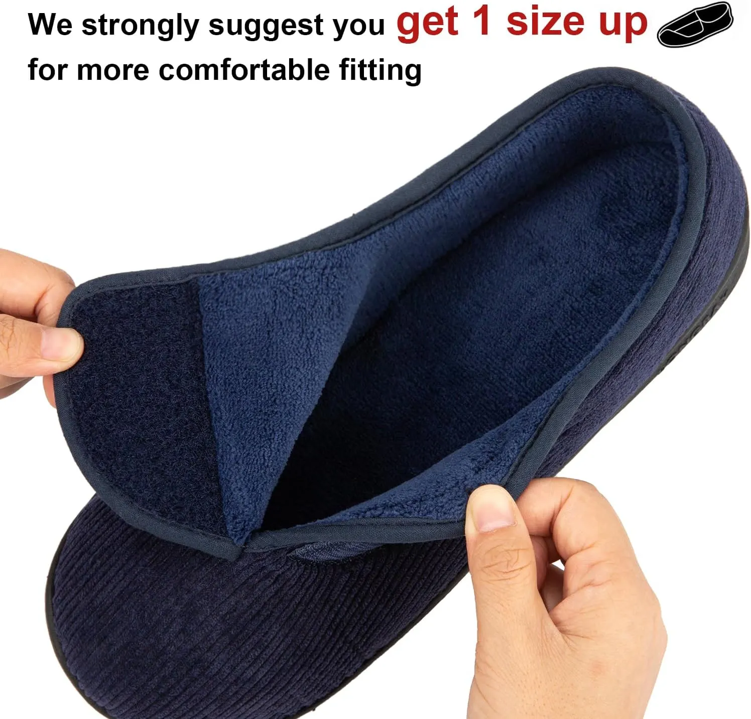 LongBay Men's Memory Foam Diabetic Slippers Comfy Warm Plush Fleece Arthritis Edema Swollen House Shoes