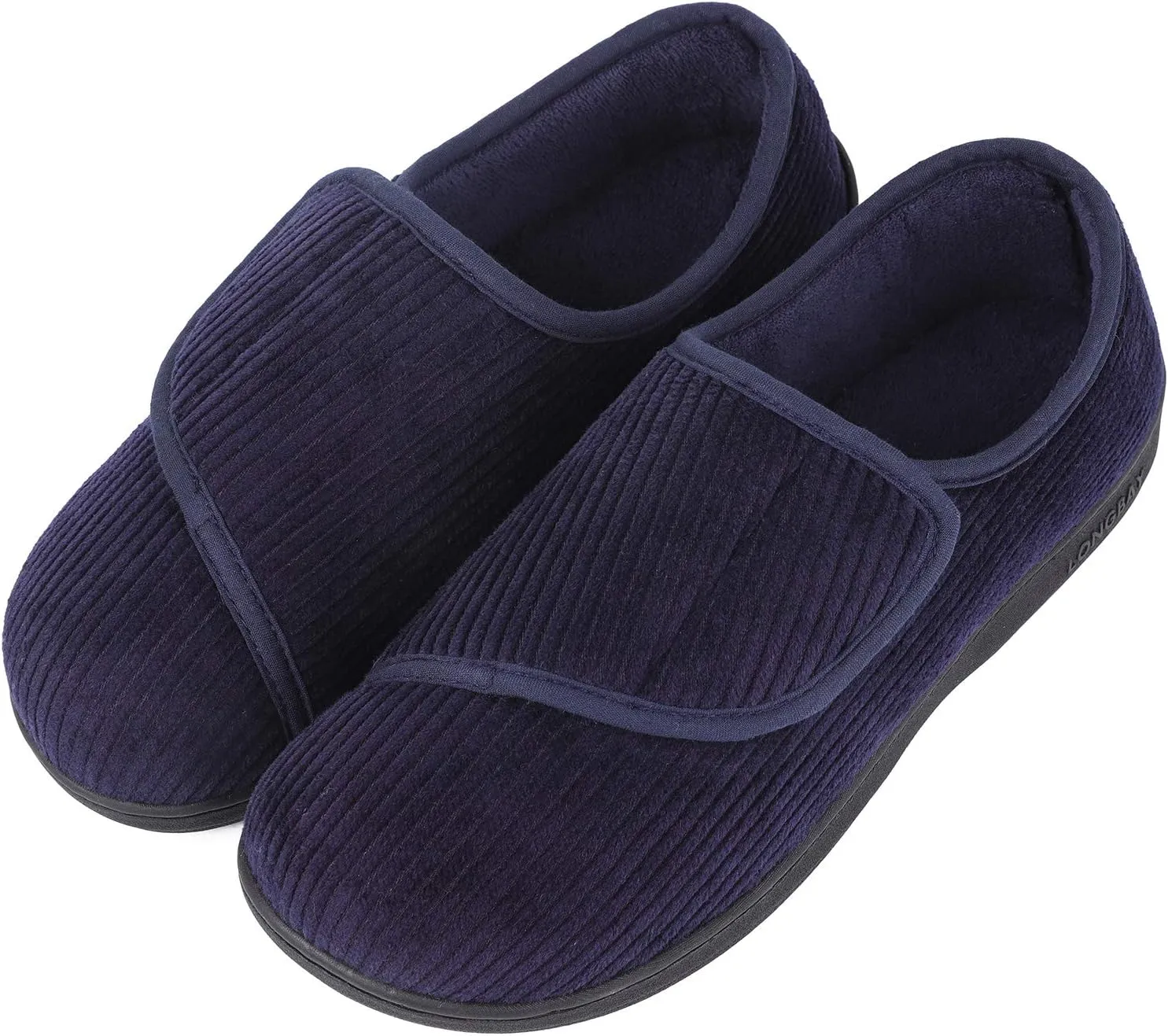 LongBay Men's Memory Foam Diabetic Slippers Comfy Warm Plush Fleece Arthritis Edema Swollen House Shoes