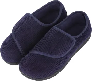 LongBay Men's Memory Foam Diabetic Slippers Comfy Warm Plush Fleece Arthritis Edema Swollen House Shoes
