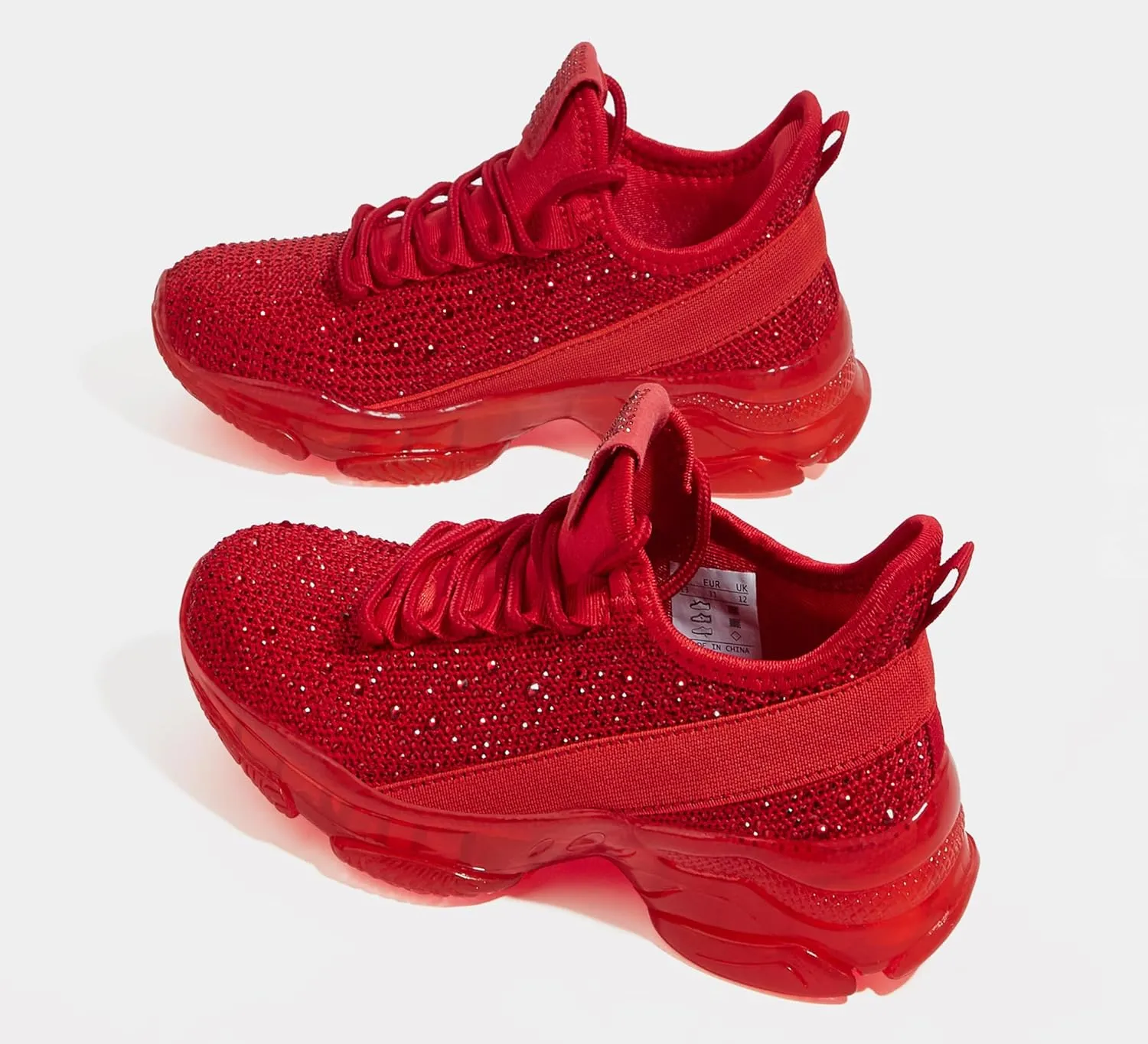 LUCKY STEP Girls Rhinestone Slip On Sneakers Kids Sparkly Lightweight Tennis School Knit Jelly Sole Glitter Walking Shoes Toddler