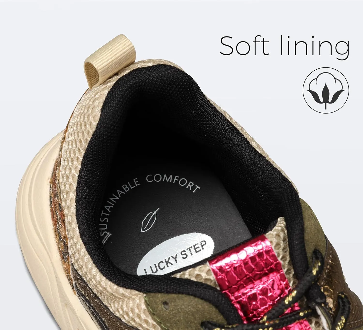LUCKY STEP Women‘s Fashion Cusual Sneakers Platform Classic Leopard Walking Tennis Travel Shoes Chunky Colorful Lifestyle Sneakers