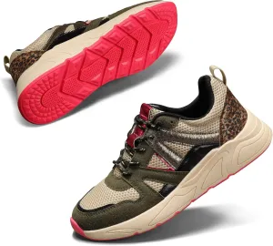 LUCKY STEP Women‘s Fashion Cusual Sneakers Platform Classic Leopard Walking Tennis Travel Shoes Chunky Colorful Lifestyle Sneakers