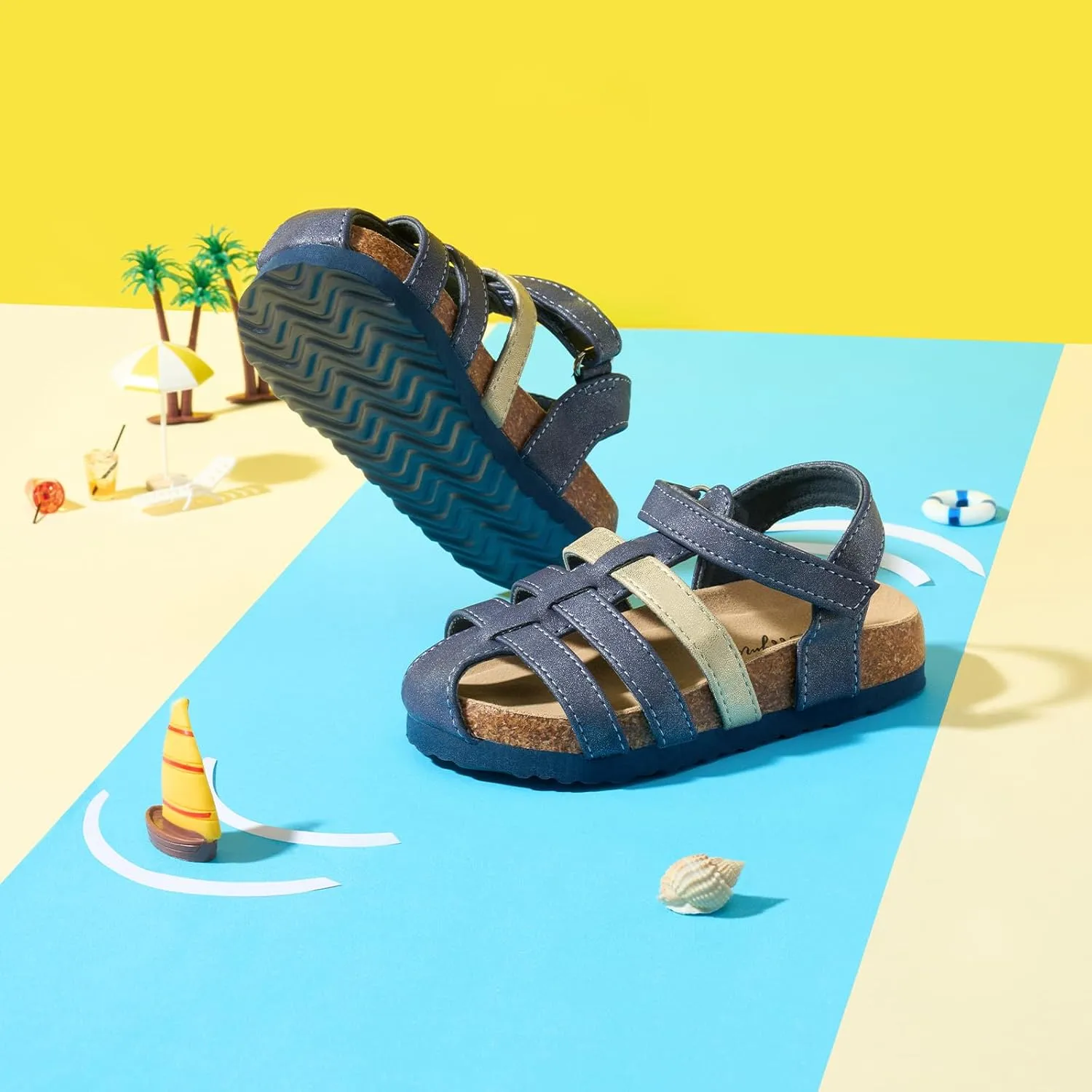 Luffymomo Girls Summer Sandals,Closed Toe Slides Outdoor/Indoor Shoes for Toddler/Little Kid