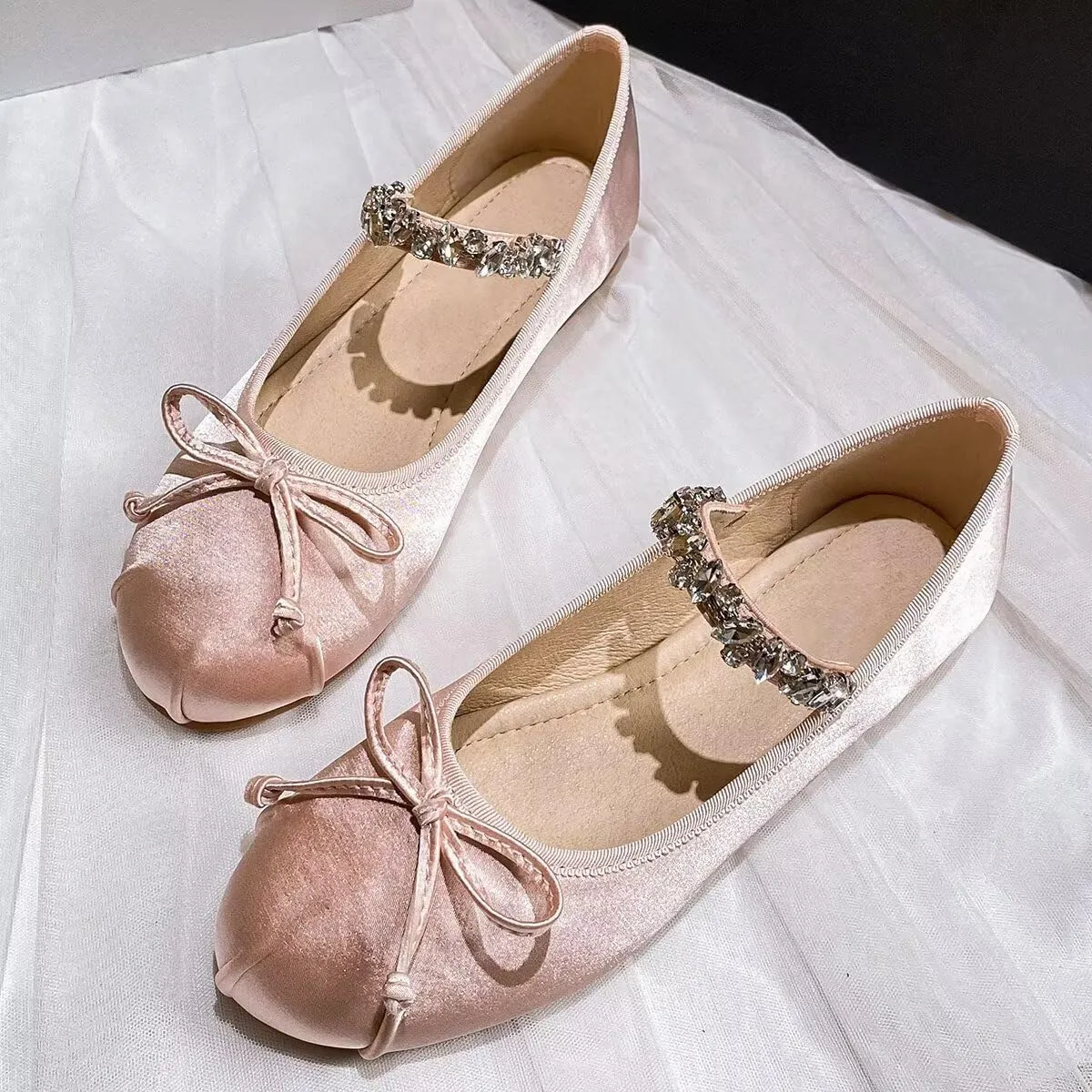 LUXINYU Flats for Women Dressy Square Toe Ankle Strap Mary Jane Shoes Casual Slip On Flats Comfortable Ballet Flats