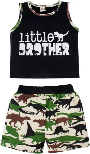 Magic Park 6M-6Y Baby Boy Short Set Toddler Brother Outfits Kid Vest Shirt With Short Pant Summer Clothes Holiday Clothing
