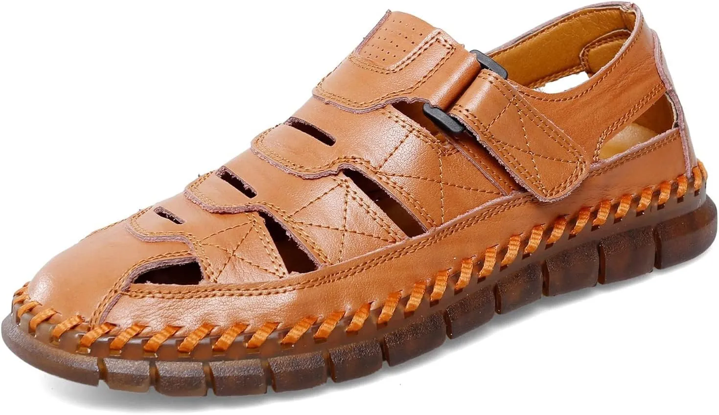 MAIZUN Men's Sandal Leather Casual Closed Toe Beach Fisherman Shoes Outdoor Summer Sports Sandals
