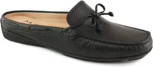 Marc Joseph New York Womens Casual Comfortable Genuine Leather Flat Mules Sandals Closed Toe Backless Lightweight Fashion Loafer with Tiebow Detail Slip-On Slides