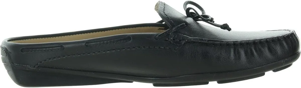 Marc Joseph New York Womens Casual Comfortable Genuine Leather Flat Mules Sandals Closed Toe Backless Lightweight Fashion Loafer with Tiebow Detail Slip-On Slides